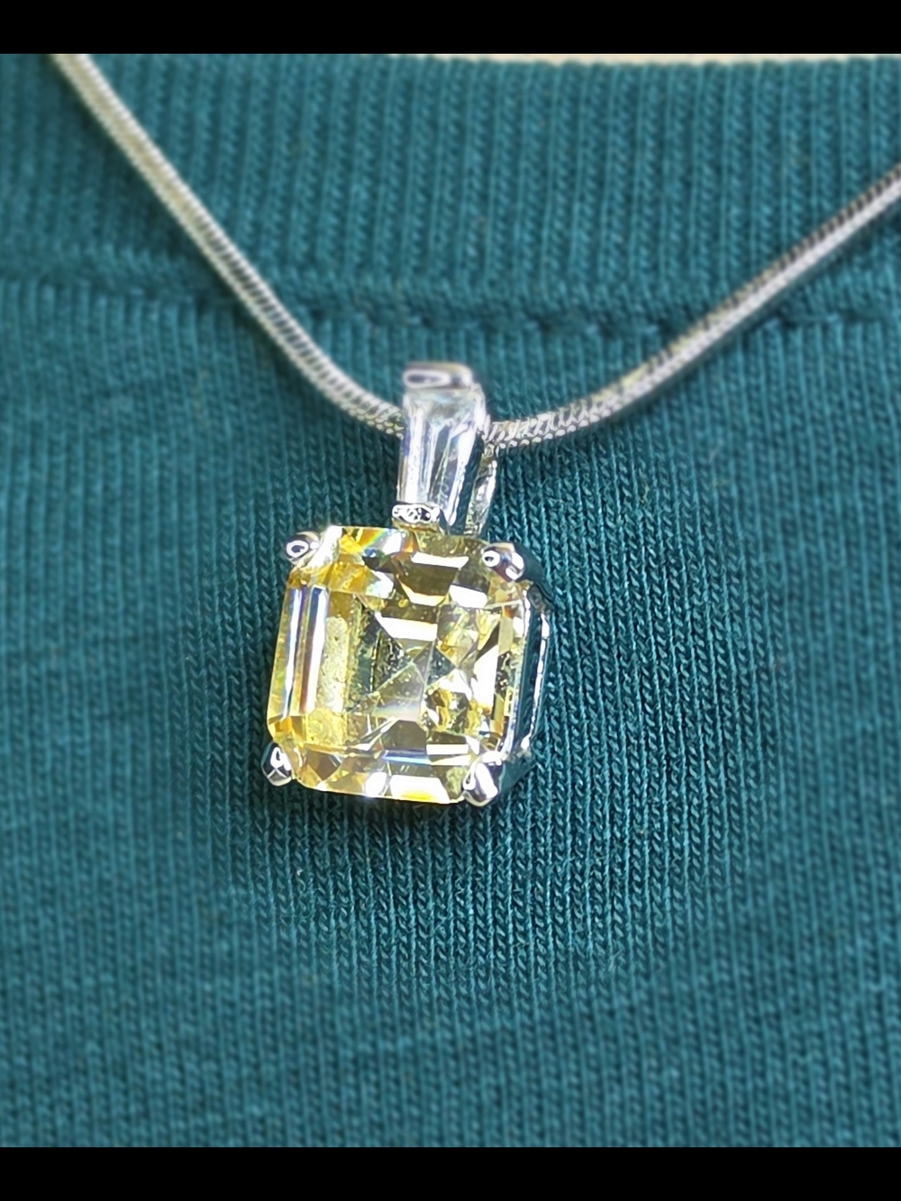Cookie Lee Lemon Yellow Square-Cut Pendant Necklace